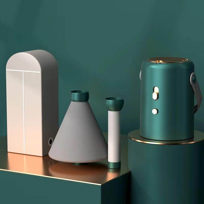 Iuseike 衣類乾燥機、除湿機 ミニ乾燥機、小型でポータブル、多機能、110V、旅行、寝具除湿、冬の暖房、過熱保護、雨天の心配なし、ペットの毛を乾かすことができ、完全な付属品、靴/衣類/人形の乾燥に適しています (グリーン,本体 + 布カバー（小） + 乾燥チューブ + 布カバー（大）) [並行輸入品]